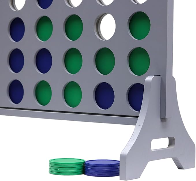 Tailgating Pros Premium Grey Giant Four in a Row with Carrying Case - Jumbo Oversized Outdoor Yard Game - Connect Multiple Pucks in a Row to Win - Many Puck Colors Available!