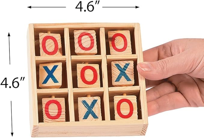 Wooden Tic Tac Toe Board Game - Strategy Game for Kids - Toy for Road Trips and Indoor Play