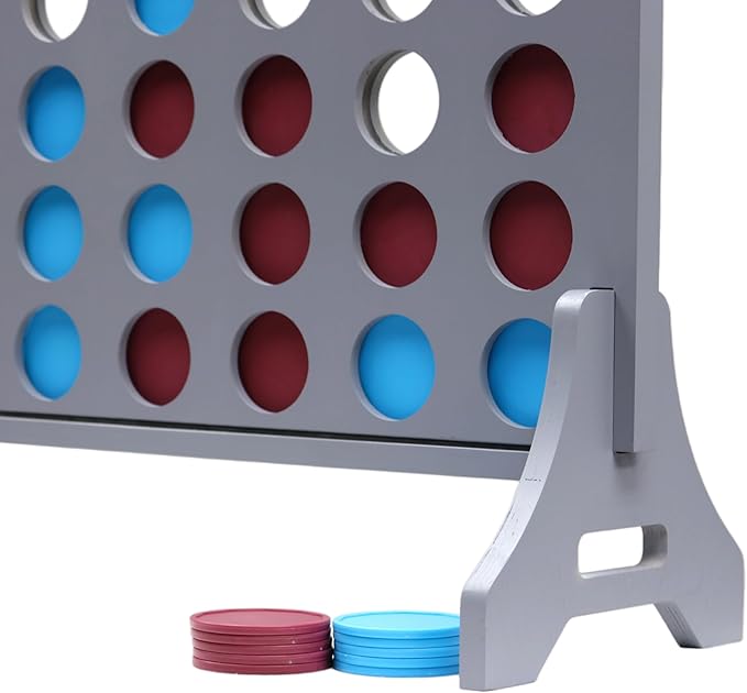 Tailgating Pros Premium Grey Giant Four in a Row with Carrying Case - Jumbo Oversized Outdoor Yard Game - Connect Multiple Pucks in a Row to Win - Many Puck Colors Available!