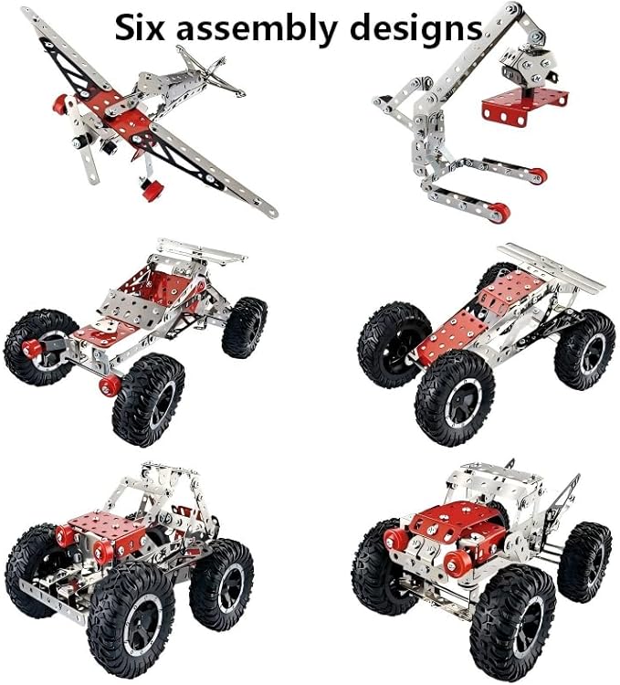 6 in1 Erector Set,Stem Building Toys,Erector Set for Kids Ages 3+,Off-Road car,Airplane Erector Set,Assembly Science Kit