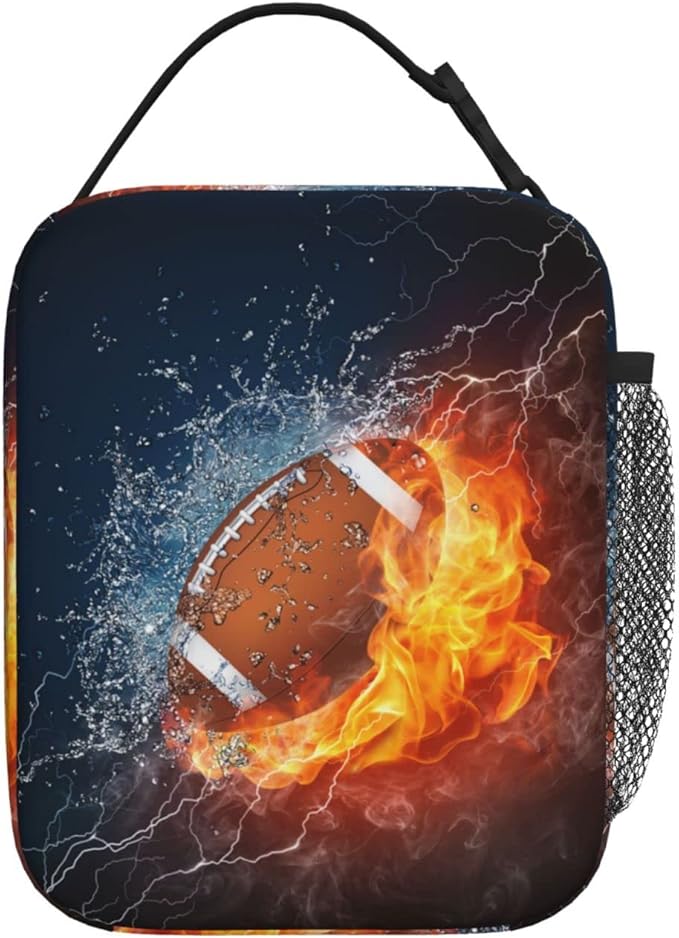 Ice Fire Football Reusable Lunch Box Insulated LunchBox Cooler Lunch Bag