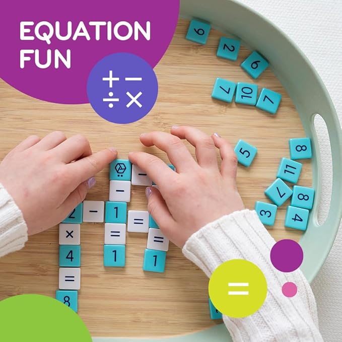 Mobi Educational Math Game - Addition, Subtraction, Multiplication and Division in a Crossword Grid, Numerical Function Tiles, Learning Math Games Kids - for Children Ages 8+
