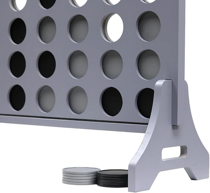 Tailgating Pros Premium Grey Giant Four in a Row with Carrying Case - Jumbo Oversized Outdoor Yard Game - Connect Multiple Pucks in a Row to Win - Many Puck Colors Available!