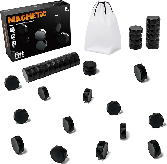 20 Pcs Magnetic Chess Game, Magnet Game, Family Games, Fun Tabletop Game with 1 String and Portable Storage Bag for Adults, Family Party and Travel Camping