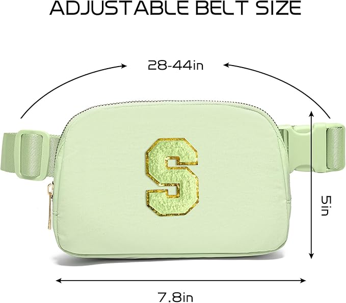 Gitus Gifts for 8 9 10 11 12 Year Old Girls Belt Bag Fanny Pack Crossbody Bags with Initial Letter Patch Cute Stuff Birthday Gifts for Teen Girls Women Personalized Trend Stuff (Light Green-S)