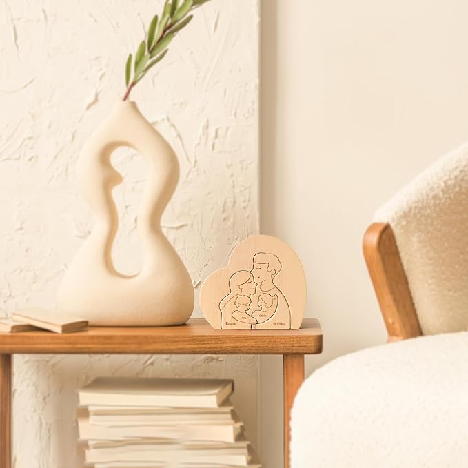 Family Puzzle, Personalized Wooden Puzzles with 2–5 Names, Fathers Day Birthday Anniversary Wedding Gifts for Women Men, Customized Home Decor Housewarming Gifts for Parents Couple