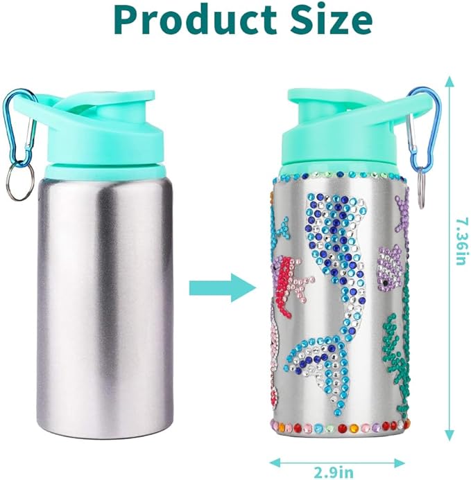 Gift for Kids, Decorate Your Own Water Bottle Kits for Girls Age 4-6-8-10-12, Mermaid Gem Stickers Crafts, Fun DIY Arts and Crafts Gifts Toys for Kids Birthday Valentines Christmas Stocking Stuffers
