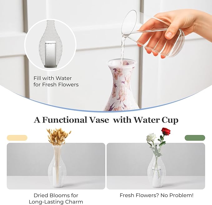 3D Puzzle with Pink Floral Pattern, DIY Decorative Vase for Home & Gift