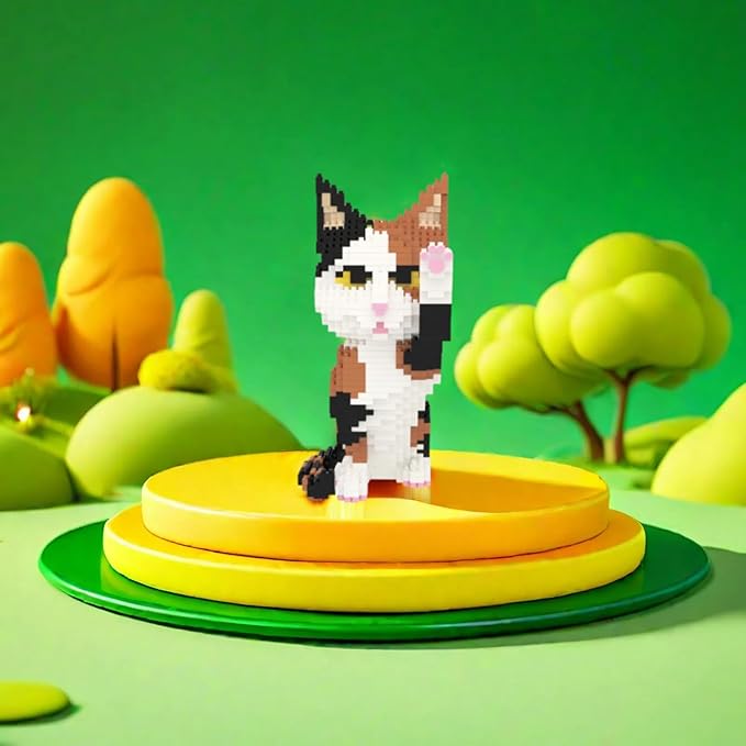 Larcele Cat Micro Building Blocks Animal Set, DIY Mini 3D Building Toy Bricks Kit,1137 Pieces KLJM-05 (Red Tabby)