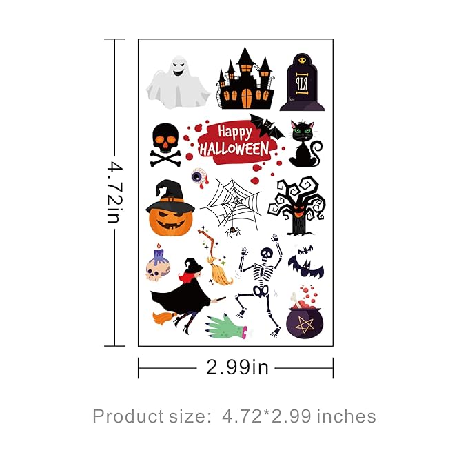 Temporary Tattoos for Kids - 360 Piece Bulk Halloween Trick or Treat Fake Tattoos for Boys & Girls Assorted Prizes Party Favor Goody Bag Stuffers - 20 Sheets