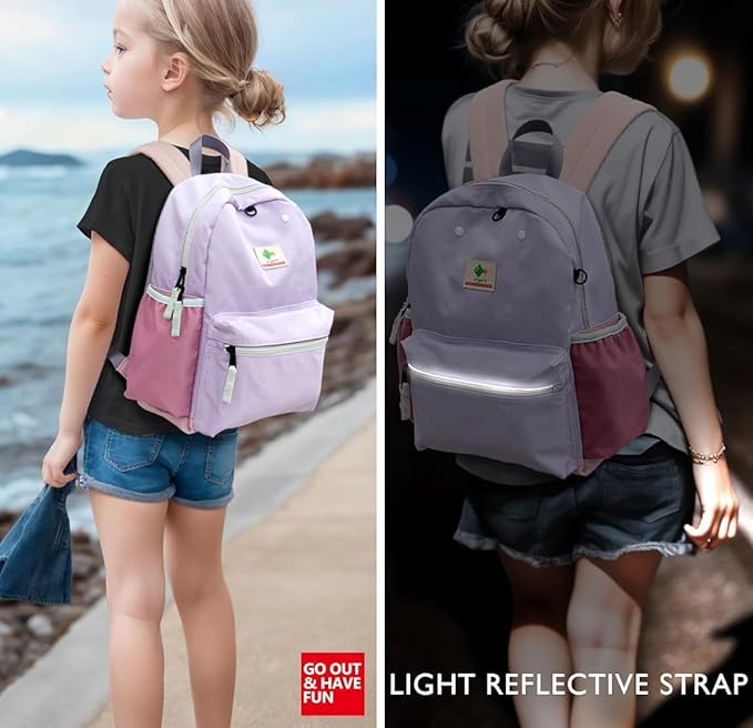 Kids Backpacks, Unisex, Purple, 15" H, 1L, Modern, Animal Theme, 6-9 Years, Elementary School, Travel, 1.9" W x 0.78" D