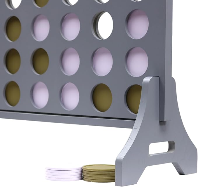 Tailgating Pros Premium Grey Giant Four in a Row with Carrying Case - Jumbo Oversized Outdoor Yard Game - Connect Multiple Pucks in a Row to Win - Many Puck Colors Available!