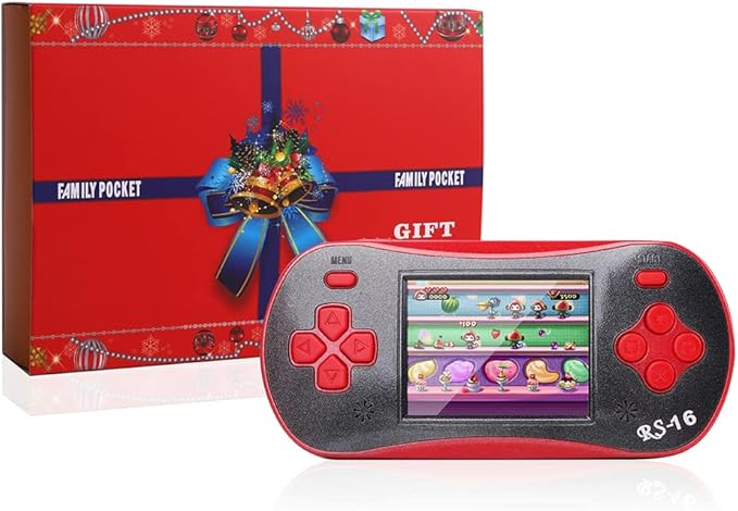 Handheld Game Player for Kids Adults- FAMILY POCKET RS16 Portable Classic Game Controller Built-in 260 Game 2.5 inch LCD Retro Arcade Video Game System Children's Birthday Gift (red)