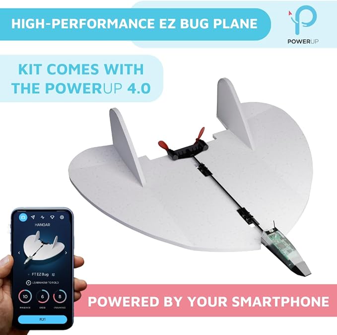 POWERUP 4.0 The Next-Generation Smartphone Controlled Paper Airplane Kit, RC Controlled. Easy to Fly with Autopilot & Gyro Stabilizer. for Hobbyists, Pilots, Tinkerers.