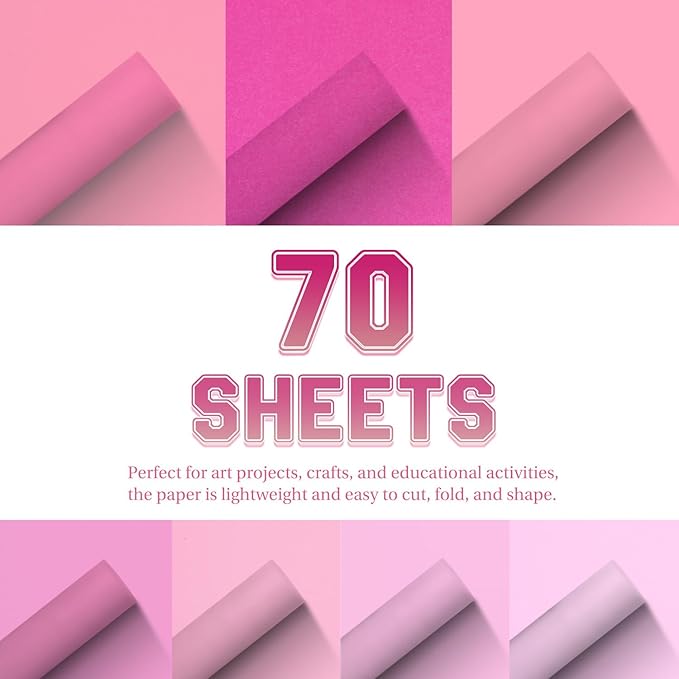 Construction Paper 8.5inx11in,70 Sheets,Set of 7 Colors 178GSM/65LB Heavyweight Construction Paper,Crafts,Arts,School Classroom Art Supplies Assorted Colors Bulk Paper