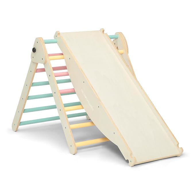 Delta Children Lil’ Climber Gym - Indoor Climbing Gym/Jungle Gym for Kids - Montessori Toy with Reversible Arch/Rocking Chair, Reversible Rock Wall/Slide Ramp and Pikler Triangle - for Toddlers 3+