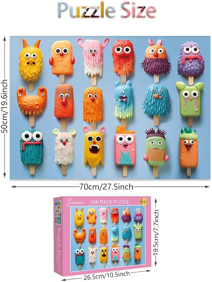 1000 Pieces Jigsaw Puzzles for Adults and Teens and Kids Family Games Happy Time Popsicle Monsters (Upgrade Version)