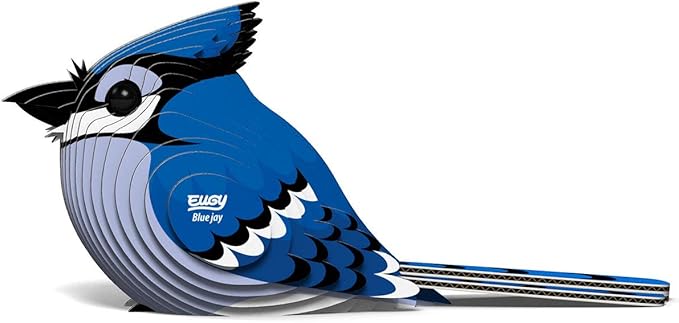 Eugy Blue Jay 3D Puzzle, 26 Piece Eco-Friendly Educational Toy Puzzles for Boys, Girls & Kids Ages 6+