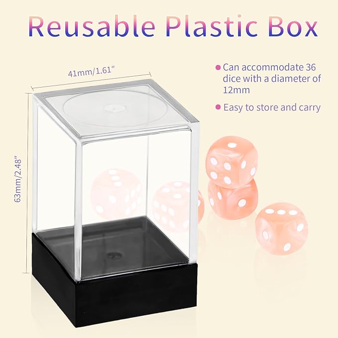 36 Pieces 12mm 6 Sided Mini Dice Set,Pearl Pattern D6 Game Dice Set,6 Sided Standard Game Dice for Board Games Dice Games Classroom Teaching Dices Game,with Portable Gaming Box(Millennial Pink)
