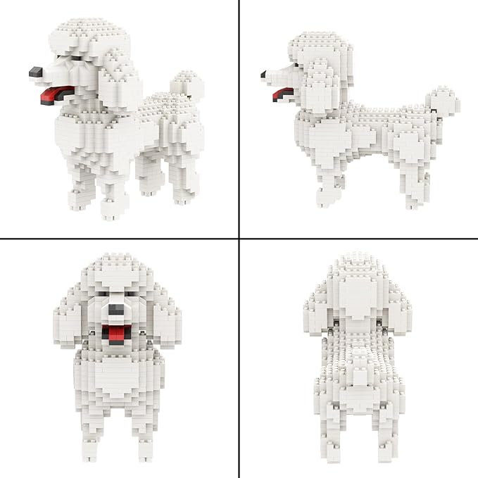 Larcele Mini Building Blocks Animal Set, DIY Micro 3D Building Toy Bricks,790 Pieces KLJM-05(Teddy in White)