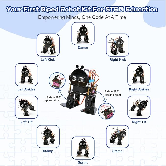ACEBOTT Robotics for Kids Ages 12-16,Bionic Biped Robot Kit for Arduino ESP32, STEM Science Kits, Cool Engineering Building Toys, Science Coding Kit for 12+ Boys Girls Teens and Adults Unique Gifts
