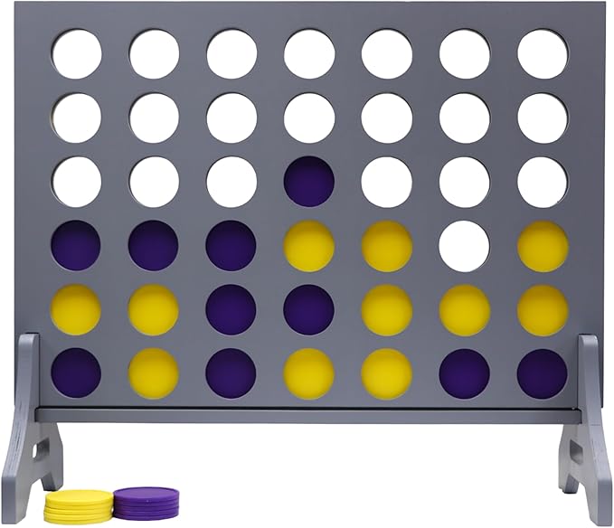 Tailgating Pros Premium Grey Giant Four in a Row with Carrying Case - Jumbo Oversized Outdoor Yard Game - Connect Multiple Pucks in a Row to Win - Many Puck Colors Available!