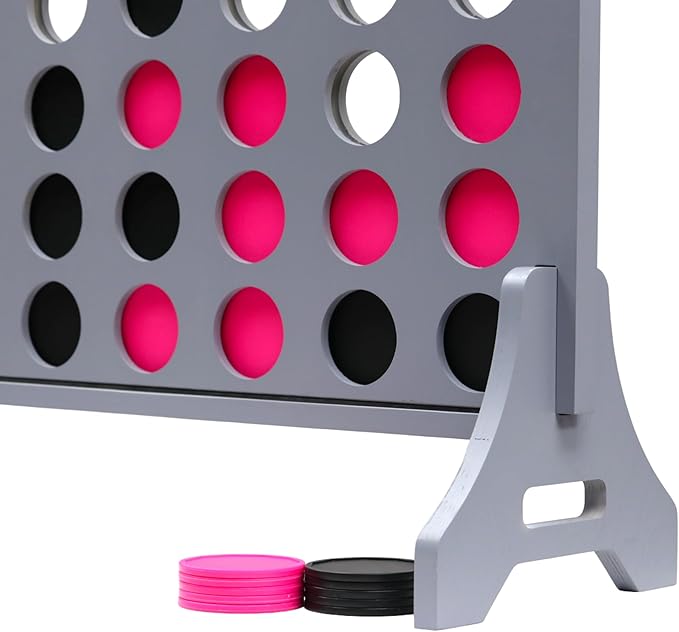 Tailgating Pros Premium Grey Giant Four in a Row with Carrying Case - Jumbo Oversized Outdoor Yard Game - Connect Multiple Pucks in a Row to Win - Many Puck Colors Available!