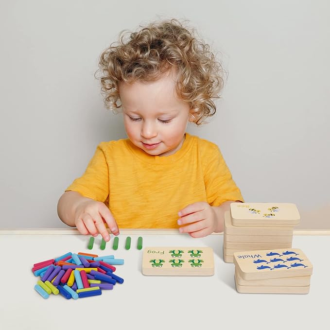 TOOKYLAND Peg Board Toddler Toys, Counting Wooden Toys with 55 Pegs, Wooden Math Manipulatives,Montessori Math and Numbers for Kids & Kindergarten Learning Activities