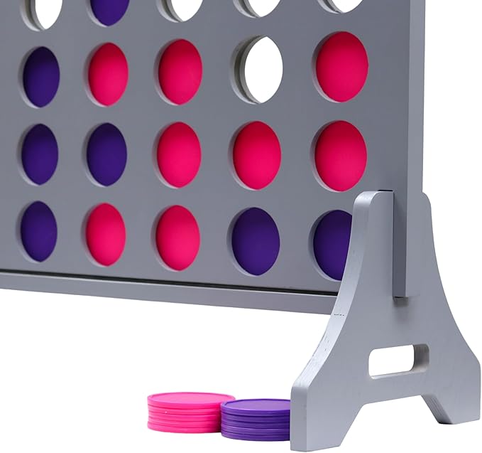 Tailgating Pros Premium Grey Giant Four in a Row with Carrying Case - Jumbo Oversized Outdoor Yard Game - Connect Multiple Pucks in a Row to Win - Many Puck Colors Available!