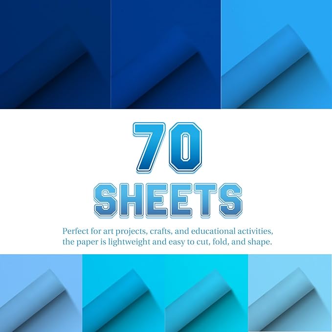 Construction Paper 8.5inx11in,70 Sheets,Set of 7 Colors 178GSM/65LB Heavyweight Construction Paper,Crafts,Arts,School Classroom Art Supplies Assorted Colors Bulk Paper