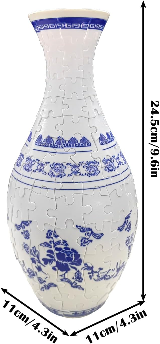 3D Puzzle Vase Unique Flower Vase for Adults Made by 160 Curved Plastic Puzzle Pieces, Piece Relax Puzzles for Adults, DIY Jigsaw Creative Gift for Parents & Housewarming