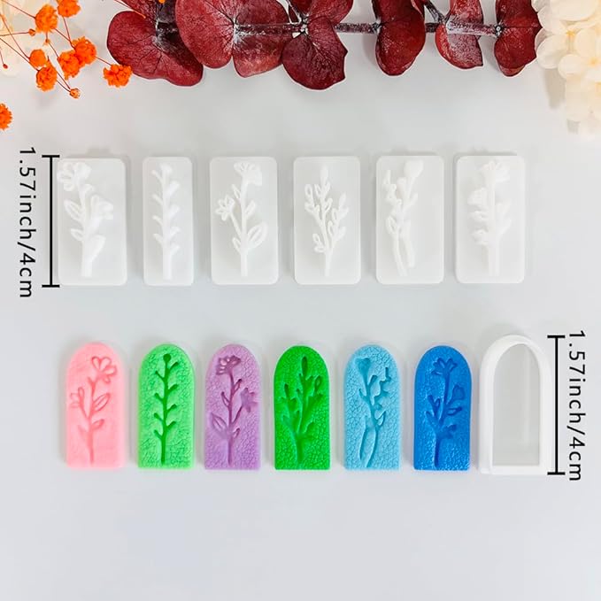 Xaekicr A1-4-9B-Handmade Jewelry Pendant Crafting Kit,Flower Plastic Molds Set, DIY Polymer Clay Printing Tools