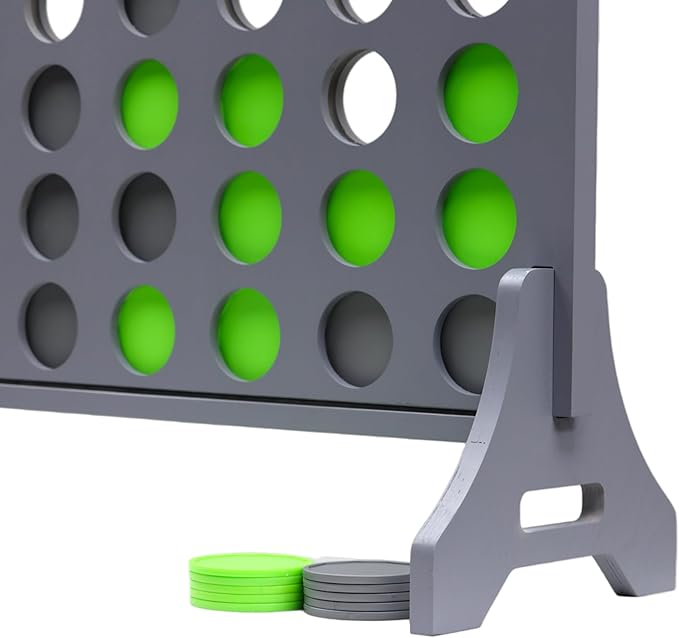 Tailgating Pros Premium Grey Giant Four in a Row with Carrying Case - Jumbo Oversized Outdoor Yard Game - Connect Multiple Pucks in a Row to Win - Many Puck Colors Available!