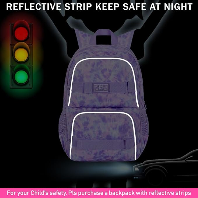 UFNDC Backpack for Girls, 17.5" Water Resistant Cat Galaxy Tie-Dye School Backpacks, Teens Bookbag for Women College Middle