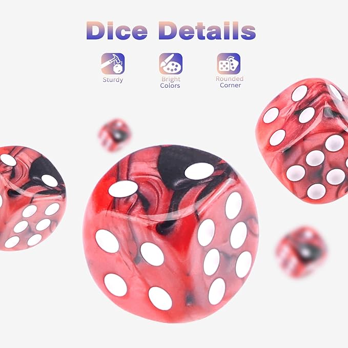 36 Pieces 12mm 6 Sided Mini Dice Set,Two Colours D6 Game Dice Set,6 Sided Standard Game Dice for Board Games Dice Games Classroom Teaching Dices Game,with Portable Gaming Box(Red & Black)