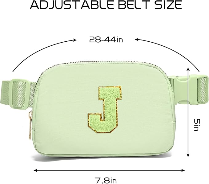 Gitus Gifts for 8 9 10 11 12 Year Old Girls Belt Bag Fanny Pack Crossbody Bags with Initial Letter Patch Cute Stuff Birthday Gifts for Teen Girls Women Personalized Trend Stuff (Light Green-J)