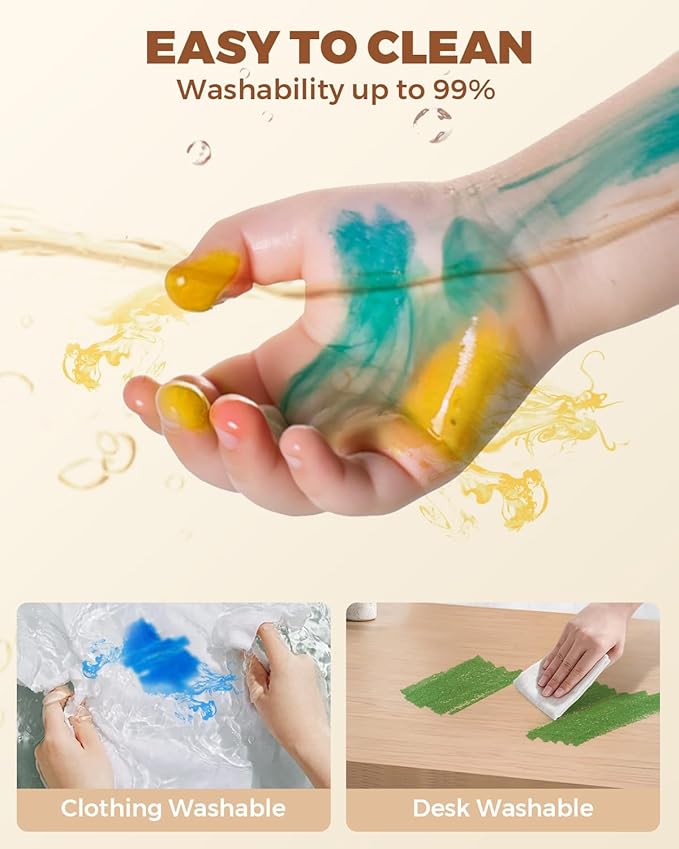 Washable Dual Tip Markers for Kids, Broad & Round Tip, Easy-Grip Design for Little Hands, 24 Vibrant Colors Toddler Markers with Portable Case, Preschool Art Supplies for Kids Toddlers