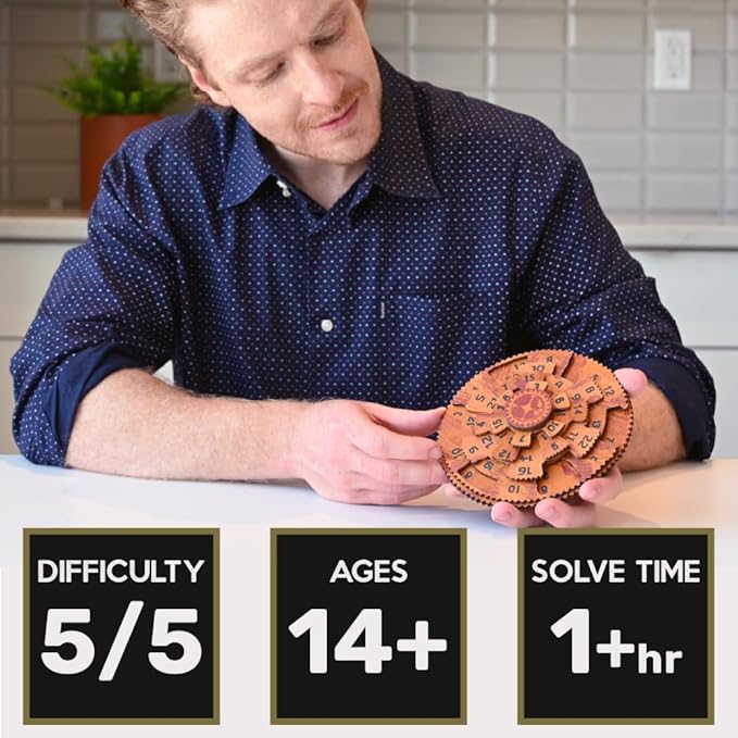 Project Genius Grecian Computer Mechanical Math Puzzle, Wooden Brainteaser Gift for History Buffs and Smart Kids, Teens, and Adults - True Genius Series Inspired by The Ancient Antikythera Mechanism