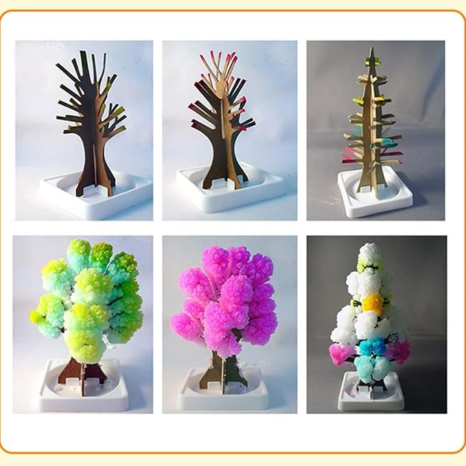 3 in 1 Mini Christmas Tree Magic Growing, Paper Tree Colorful DIY Crystal Growing Kit, Crystal Christmas Growing Kit, Educational Craft Kit with Art Supplies, Party Toys DIY Christmas Decorations