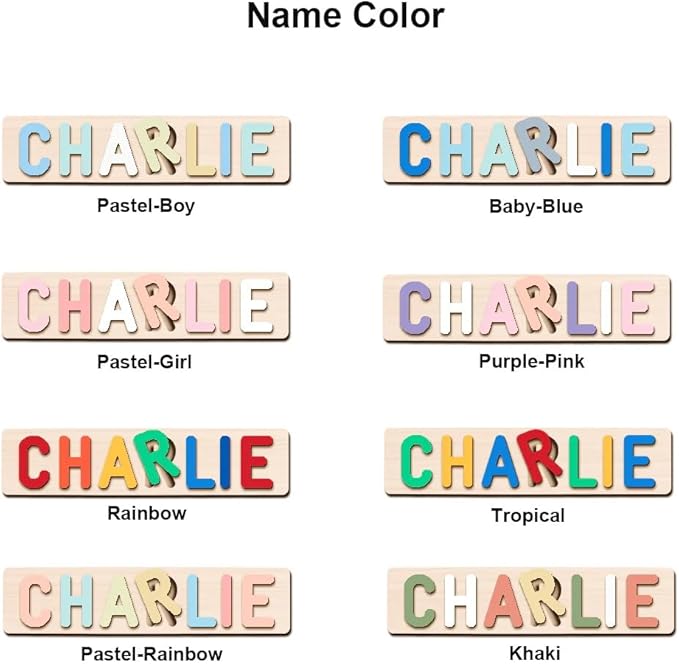 Personalized Name Puzzle - Custom Wooden Puzzle for Toddlers 1-3 - Unique Baby Shower, Christmas & 1st Birthday Gift for Boys and Girls - Keepsake Montessori Toy (Vocab)