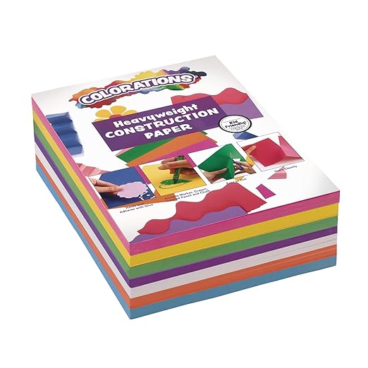 Colorations Construction Paper for Kids - 7 Colors - 3600 Bulk Sheets of 9X12 - Assorted Pack of Heavy-Duty Craft Paper