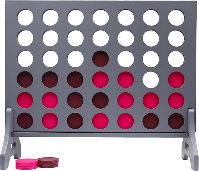 Tailgating Pros Premium Grey Giant Four in a Row with Carrying Case - Jumbo Oversized Outdoor Yard Game - Connect Multiple Pucks in a Row to Win - Many Puck Colors Available!