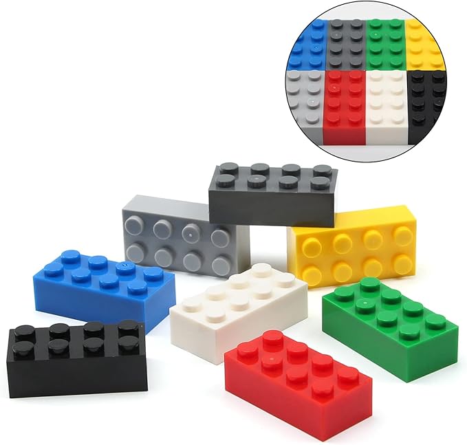 Feleph 2x4 Bricks 320 Pieces Multicolored Basic Parts Building kit Creative Play Set Blocks Toy Accessories Compatible with 3001 Major Brands (8 Mixed Color)