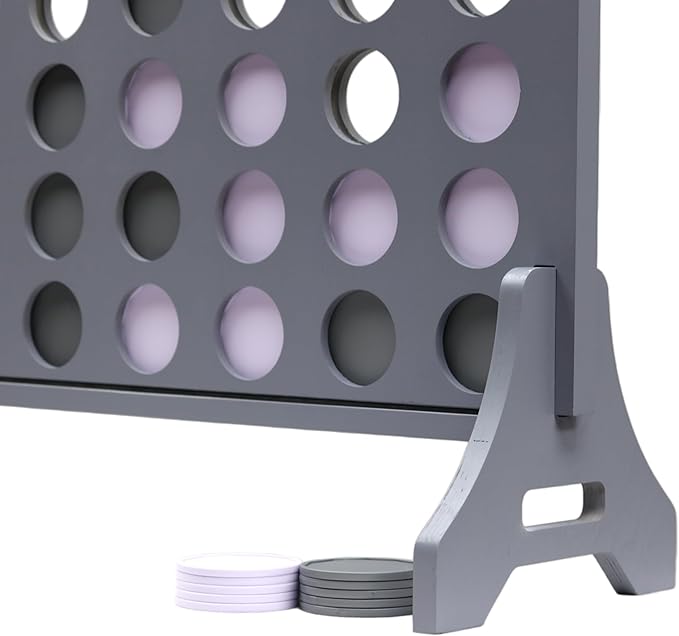Tailgating Pros Premium Grey Giant Four in a Row with Carrying Case - Jumbo Oversized Outdoor Yard Game - Connect Multiple Pucks in a Row to Win - Many Puck Colors Available!