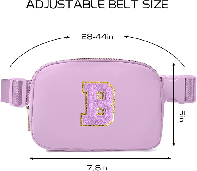 Gitus Gifts for 8 9 10 11 12 Year Old Girls Belt Bag Fanny Pack Crossbody Bags with Initial Letter Patch Cute Stuff Birthday Gifts for Teen Girls Women Personalized Trend Stuff (Lavender-B)