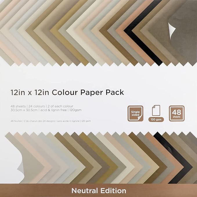48 Sheets Earth Tones Colored Card Stock Printer Paper 120 gsm 32 lb 12x12 inch Cardstock Paper Neutral Color Scrapbook Paper for Cricut Maker