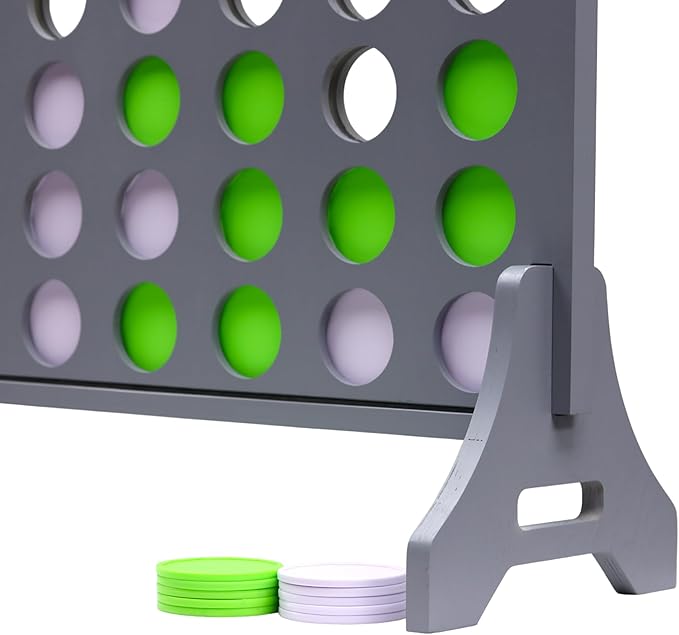 Tailgating Pros Premium Grey Giant Four in a Row with Carrying Case - Jumbo Oversized Outdoor Yard Game - Connect Multiple Pucks in a Row to Win - Many Puck Colors Available!