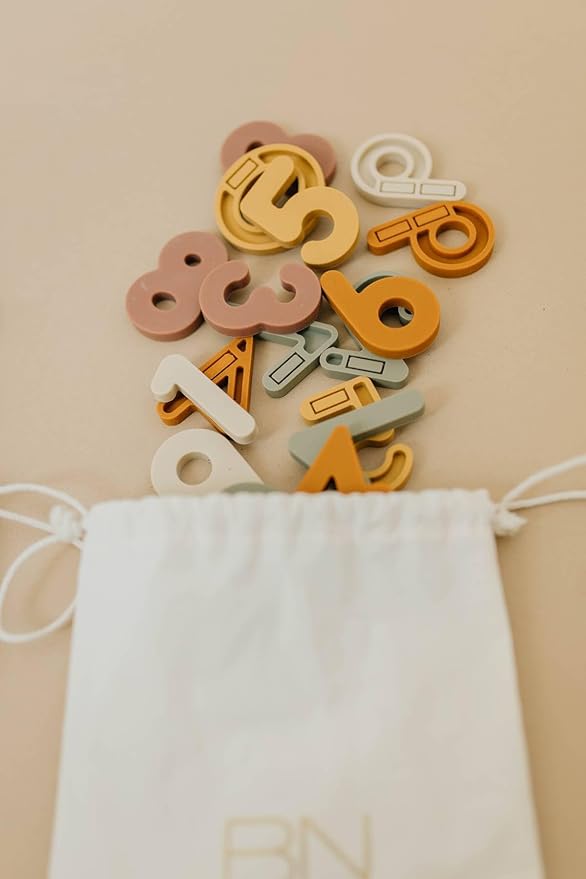 Boho Aesthetic Silicone Magnetic Numbers 20 Piece Play Set- Non-Toxic Toddler Magnets for Kids, Modern Neutral Educational Math Toys, Number Magnets for Classroom & Playroom