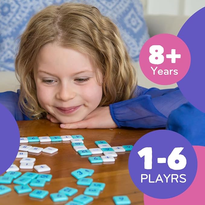 Mobi Educational Math Game - Addition, Subtraction, Multiplication and Division in a Crossword Grid, Numerical Function Tiles, Learning Math Games Kids - for Children Ages 8+
