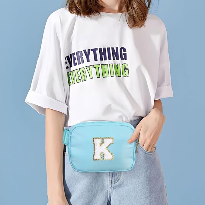 YOOLIFE Gifts for Girls Teen Girls Birthday Gifts - Personalized Gifts for Women, Gifts for Daughter Sister Friends, Blue Initial Crossbody Bag Belt Bag A